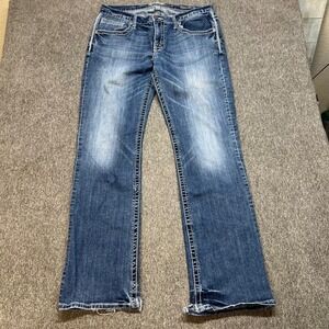 BKE Derek Jeans Mens 33x33 Bootcut Blue Wash Denim Straight Leg Pants